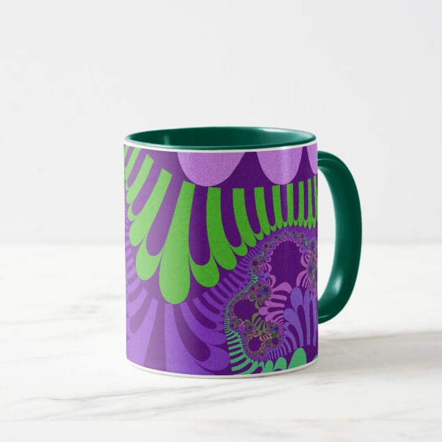 Custom Lila Green Mod Coffee Tasse (VorderseiteRechts)