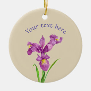 Custom Lila Iris Botanische Blumenkunst Keramik Ornament