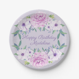 Custom Lila Lilac Floral Birthday Party Pappteller