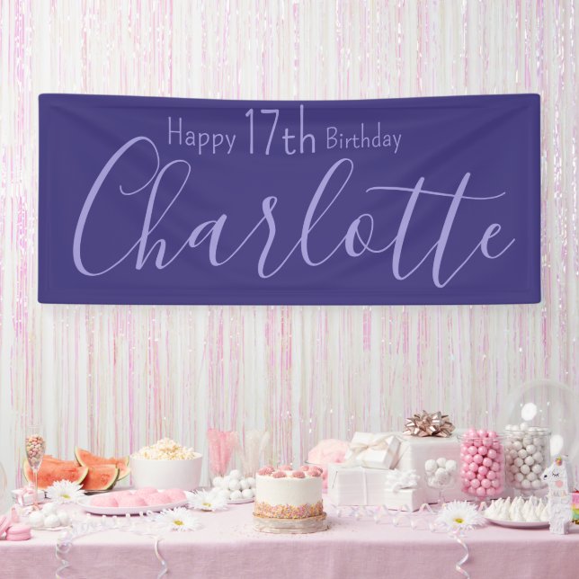 Custom Lila Moderner Chic Happy 17. Geburtstag Banner (Party)