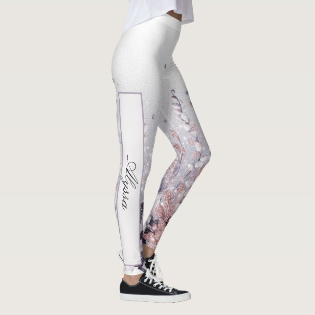 Custom Lila Mystical Wisteria Drift Leggings (Rechts)