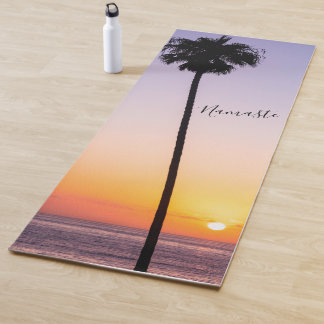 Custom Lila & Orange Beach Sunset Palm Tree Yogamatte