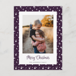 Custom Lila Stars Foto Frohe Weihnachts Postkarte