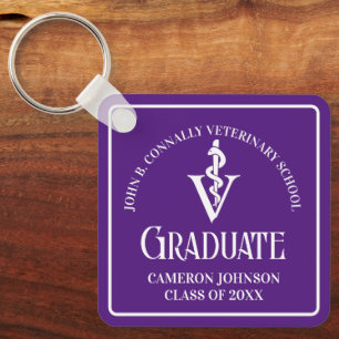 Custom Lila Veterinary School Abschluss Schlüsselanhänger