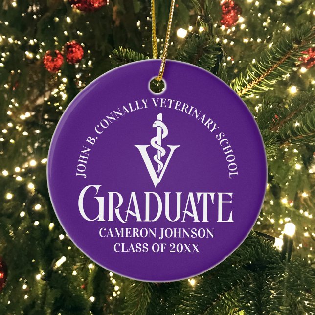 Custom Lila Veterinary School Graduate Christmas Keramik Ornament (Von Creator hochgeladen)