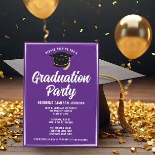 Custom Lila White Modern 2025 Graduation Party Einladung