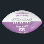 Custom liliaball Football mit Name, Nummer, Team<br><div class="desc">Erstellen Sie Ihren eigenen liliac lila Football mit Name,  Nummer,  Teamname,  Slogan und Jahr. Personalisieren Sie diese einfache klassische Fußball-Vorlage mit Ihrer benutzerdefinierten Nachricht,  Name,  Teamname und Jahr. Einfach für einen coolen Sportgenuss personalisieren. Kreieren Sie Ihr personalisiertes Geschenk für Trainer,  Geburtstagsmädchen,  Fußballspieler,  Teamkollegen und Freunde.</div>