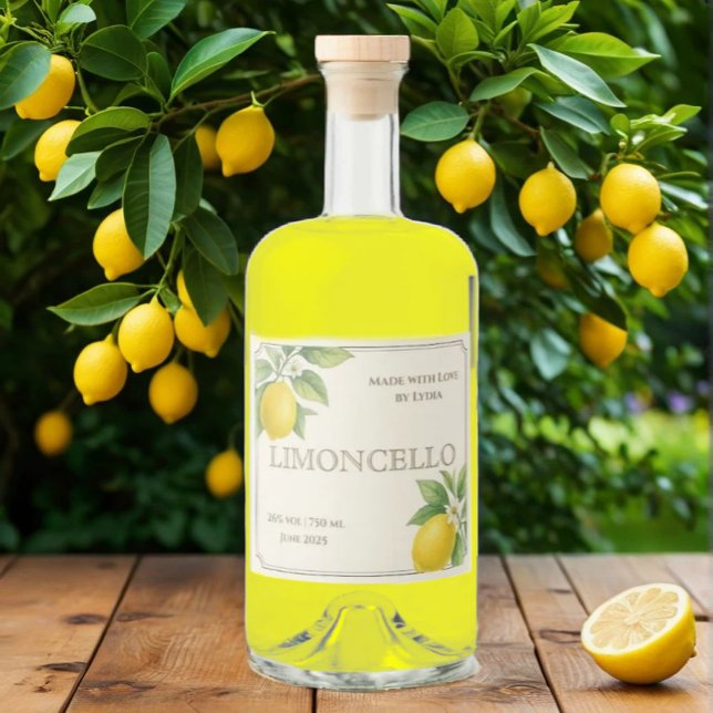 Custom Limoncello Label mit Aquarellfarben Lemons Alkoholflaschenetikett (Von Creator hochgeladen)