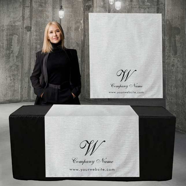 Custom Linen Business Table Runner Banner Script Wandteppich (Custom Linen Business Table Runner Banner Script Tapestry)