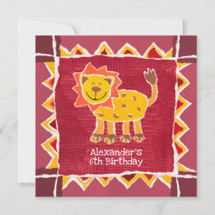 Custom Lion Collage Print Birthday Einladung