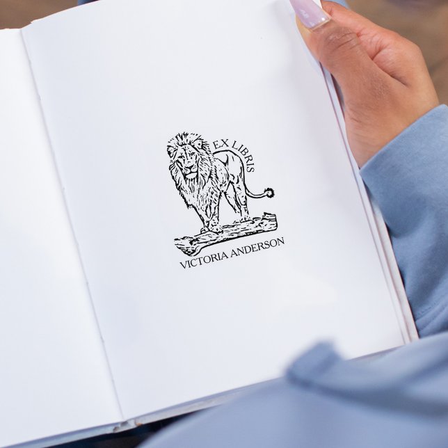 Custom Lion Ex Libris Buchzeichen Gummistempel (Von Creator hochgeladen)
