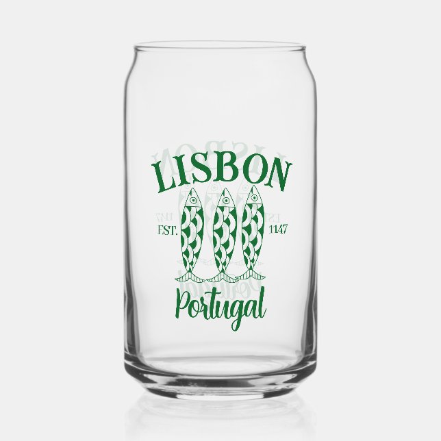 Custom Lissabon Portugal Estertext White Dosenglas (Vorderseite)