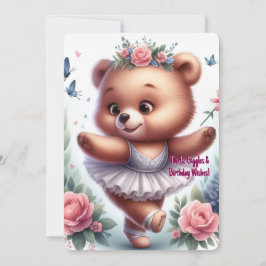 Custom Little Ballerina Bear Birthday Invitation Einladung