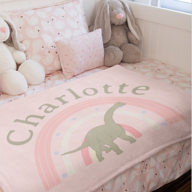 Custom Little Girl Dinosaur Rainbow Pink Fleecedecke (Custom Little Girl Dinosaur Rainbow Pink Fleece Blanket
)