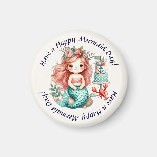 Custom Little Girls Mermaid Geburtstagsparty Gefal Magnet