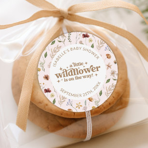 Custom Little Wildblume Girl Babydusche Runder Aufkleber