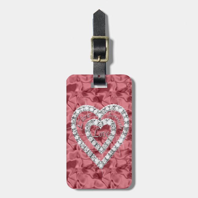 Custom Live Lagh Liebe Diamond Heft Luggage Tag Gepäckanhänger (Vorderseite vertikal)