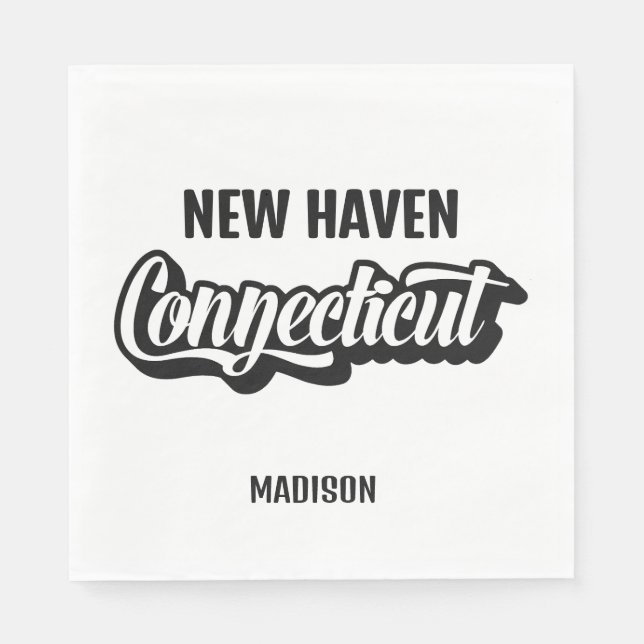 Custom Location & Name Connecticut Serviette (Vorderseite)