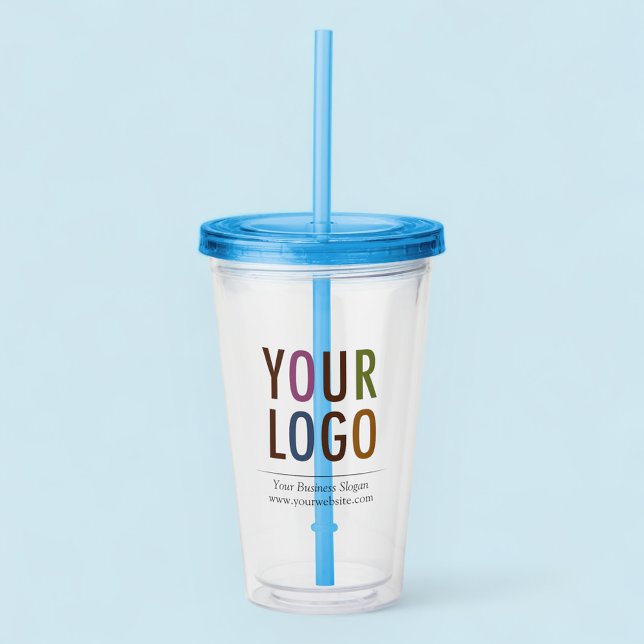 Custom Logo Acrylic Tumbler mit Stroh kein Minimum Acryltrinkbecher (MISOOK Acrylic Tumbler with Logo Blue Lid and Straw)