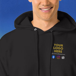 Custom Logo and Social Media Business Hoodie