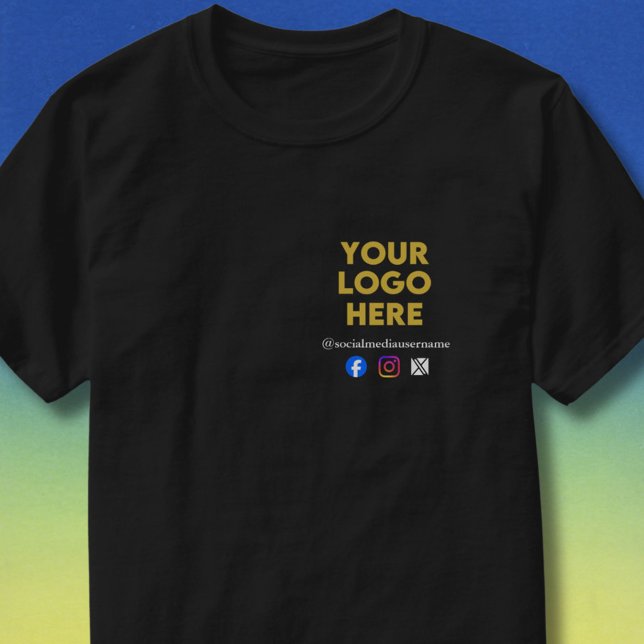 Custom Logo and Social Media Business T-Shirt (Von Creator hochgeladen)