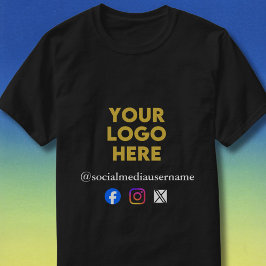 Custom Logo and Social Media Business T-Shirt
