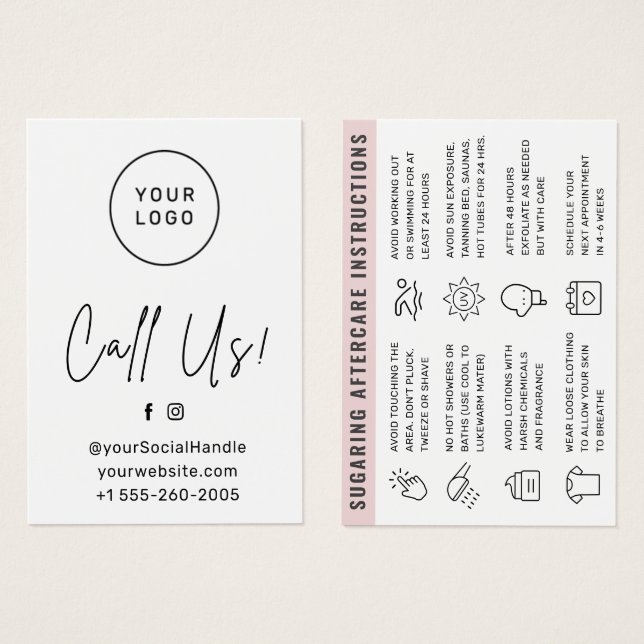 Custom Logo Any Color Sugaring Wax Aftercare Card (Vorne & Hinten)