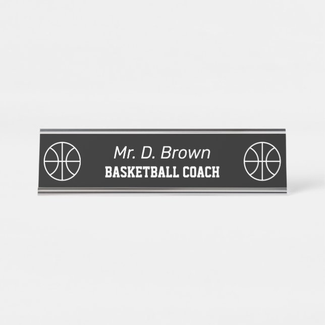Custom Logo Basketball High School Sport Coach Schreibtischnamensplakette (Vorderseite )