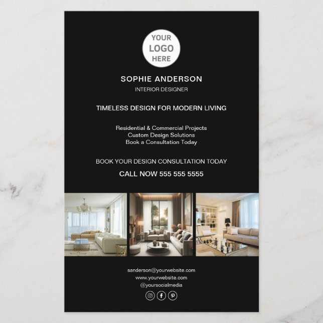 Custom Logo Black Professional Business Flyer (Vorne)