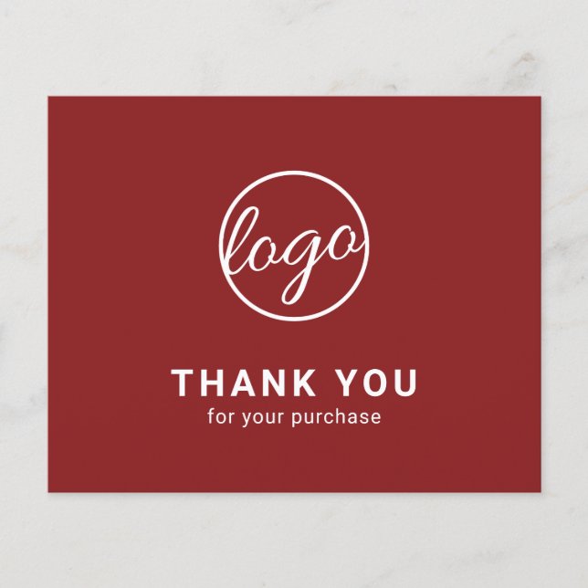 Custom Logo Burgundy Budget Thank You Card (Vorderseite)