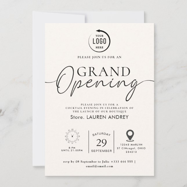 Custom Logo Business Open House Invitation Einladung (Vorderseite)