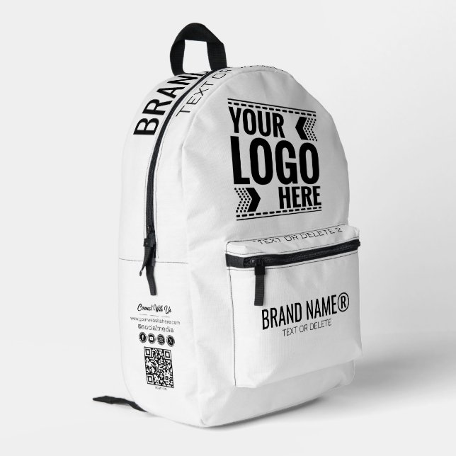 Custom Logo, Business or Brand Logo Personalized  Bedruckter Rucksack (Rückseitige Ecke links)