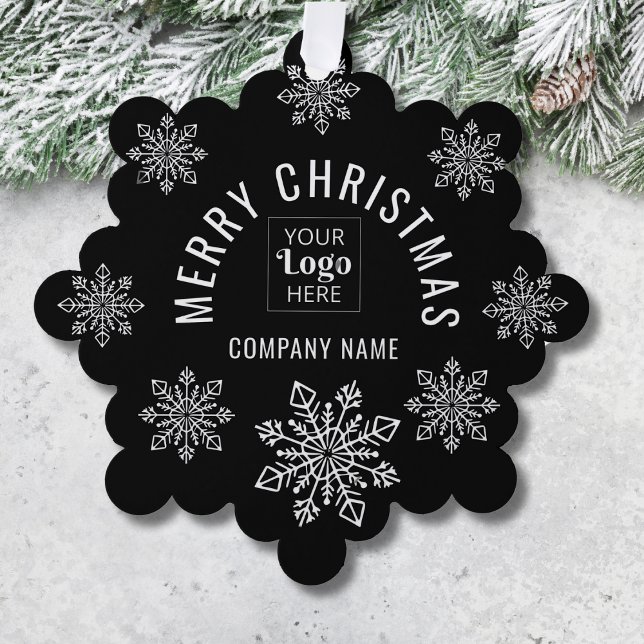 Custom Logo Company Name Snowflake Merry Christmas Ornament Karte (Von Creator hochgeladen)