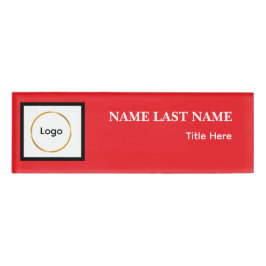 Custom Logo Elegant Dusty Blue White Magnet Namenschild