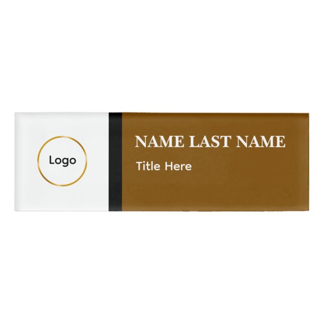 Custom Logo Elegant Dusty Blue White Magnet Namenschild (Vorderseite)