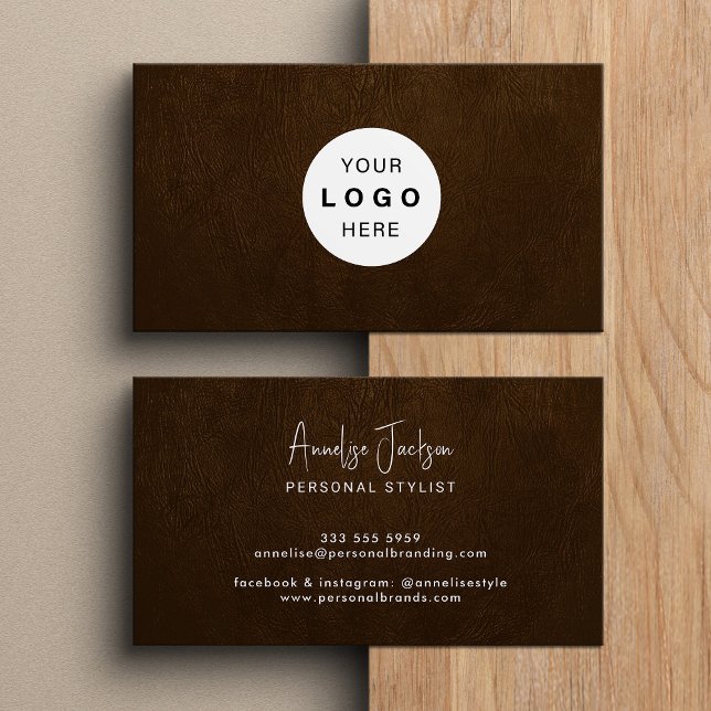Custom logo elegant luxury brown leather  visitenkarte (Von Creator hochgeladen)