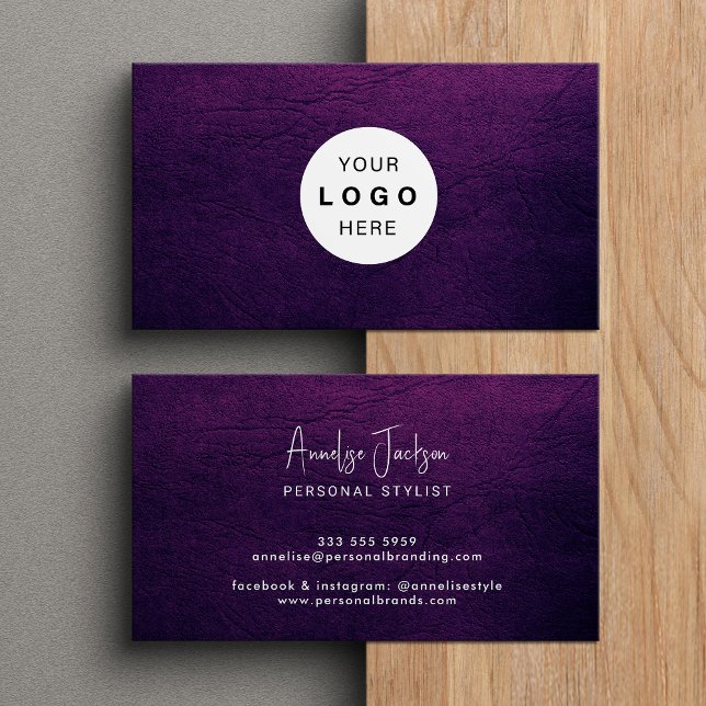 Custom logo elegant luxury purple leather  visitenkarte (Von Creator hochgeladen)
