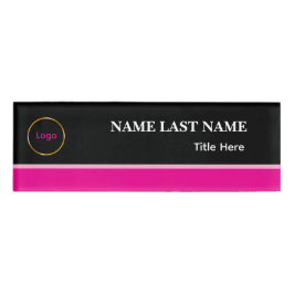 Custom Logo Elegant Pink,Black & White Magnet Namenschild