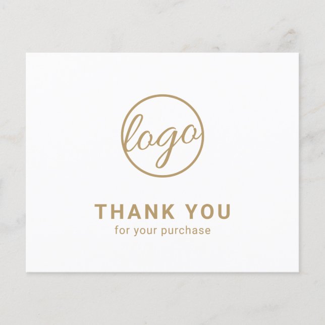 Custom Logo Gold Budget Thank You Card (Vorderseite)
