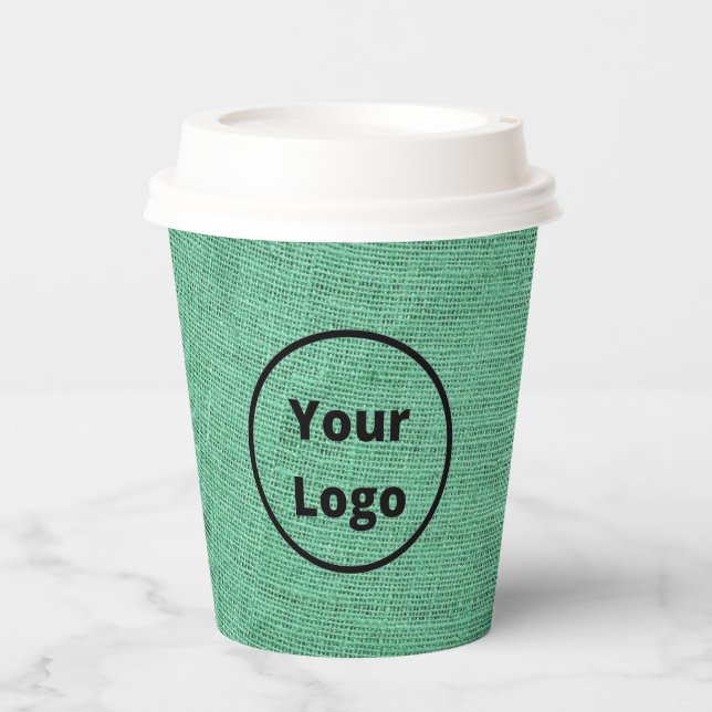 Custom logo green burlap pappbecher (Vorderseite)