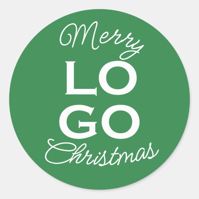 Custom Logo Green Frohe Weihnachten Runder Aufkleber (Vorderseite)