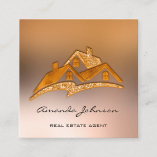 Custom Logo House Real Anwesen Agent Zuhause Elega Quadratische Visitenkarte