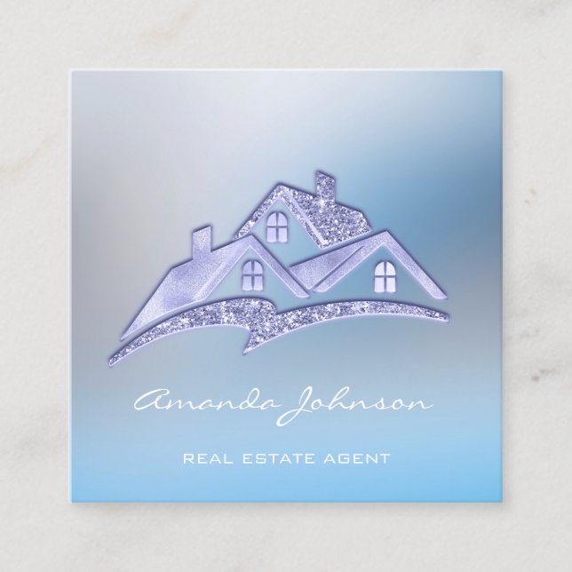 Custom Logo House Real Anwesen Agent Zuhause Glam  Quadratische Visitenkarte (Vorderseite)