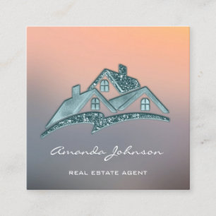 Custom Logo House Real Anwesen Agent Zuhause Grau  Quadratische Visitenkarte