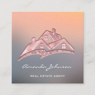 Custom Logo House Real Anwesen Agent Zuhause Grau  Quadratische Visitenkarte