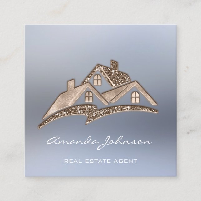 Custom Logo House Real Anwesen Agent Zuhause Ivory Quadratische Visitenkarte (Vorderseite)