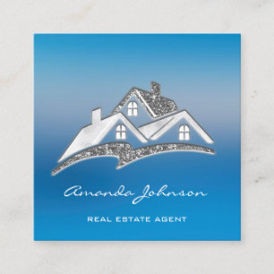 Custom Logo House Real Anwesen Agent Zuhause Silve Quadratische Visitenkarte