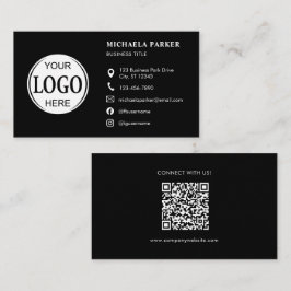 Custom Logo Icons Modern Black QR Code Visitenkarte