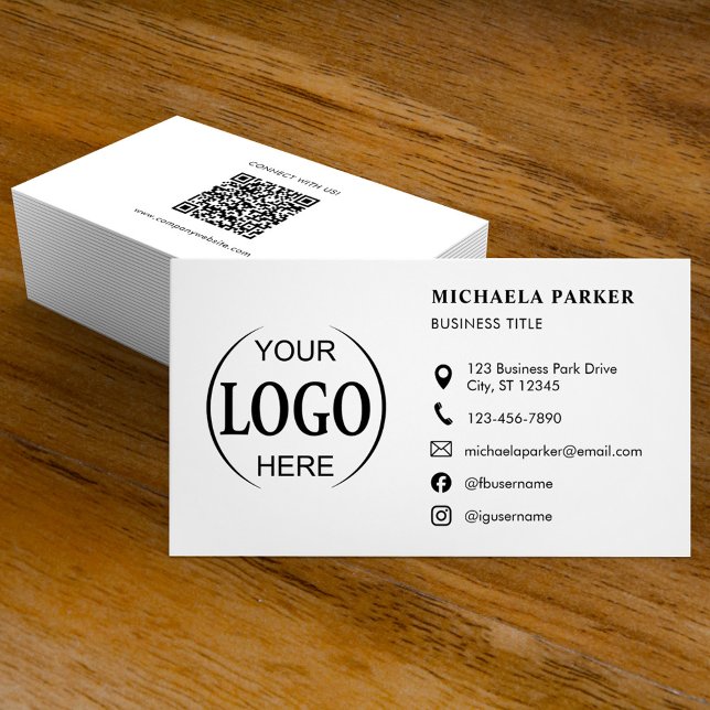 Custom Logo Icons Modern White QR Code Visitenkarte (Von Creator hochgeladen)