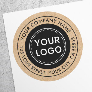 Custom Logo Kraft Look Business Rücksendeadresse Runder Aufkleber